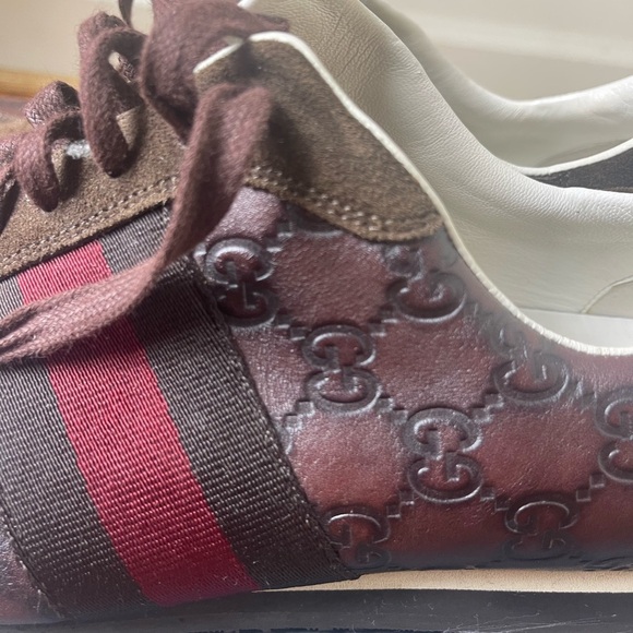 Gucci Guccissima Leather Web Sneakers - Size 10 D - Picture 3 of 9
